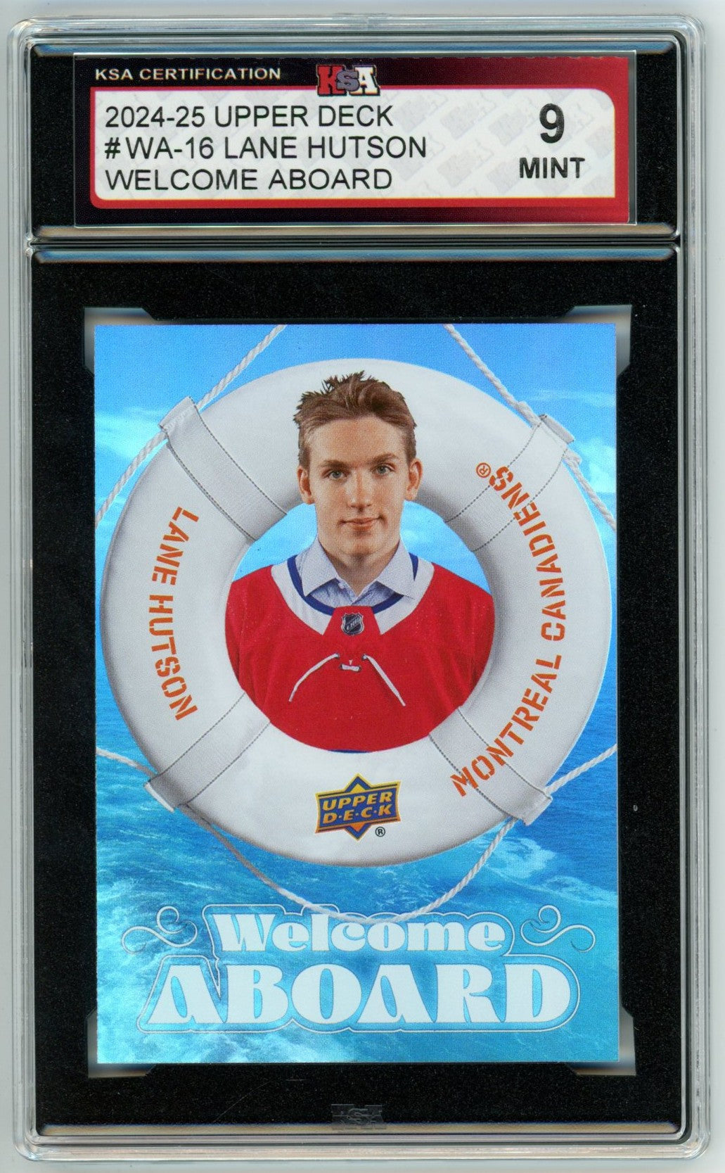 2024/25 Upper Deck Lane Hutson Welcome Aboard #WA-16 Graded Hockey Rookie Card KSA 9