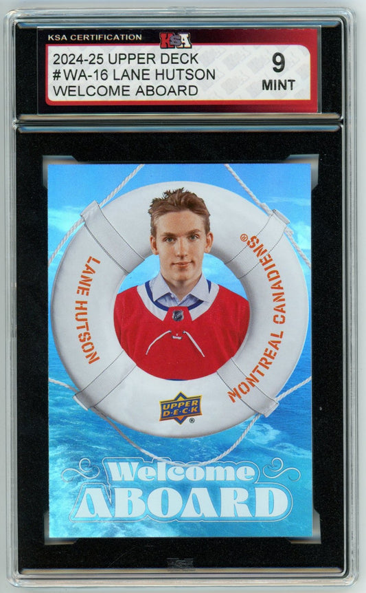 2024/25 Upper Deck Lane Hutson Welcome Aboard #WA-16 Graded Hockey Rookie Card KSA 9
