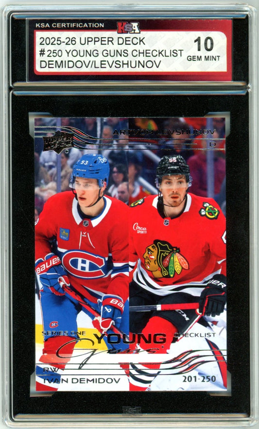 2025/26 Upper Deck Ivan Demidov / Levshunov Young Guns Checklist Graded Card KSA 10