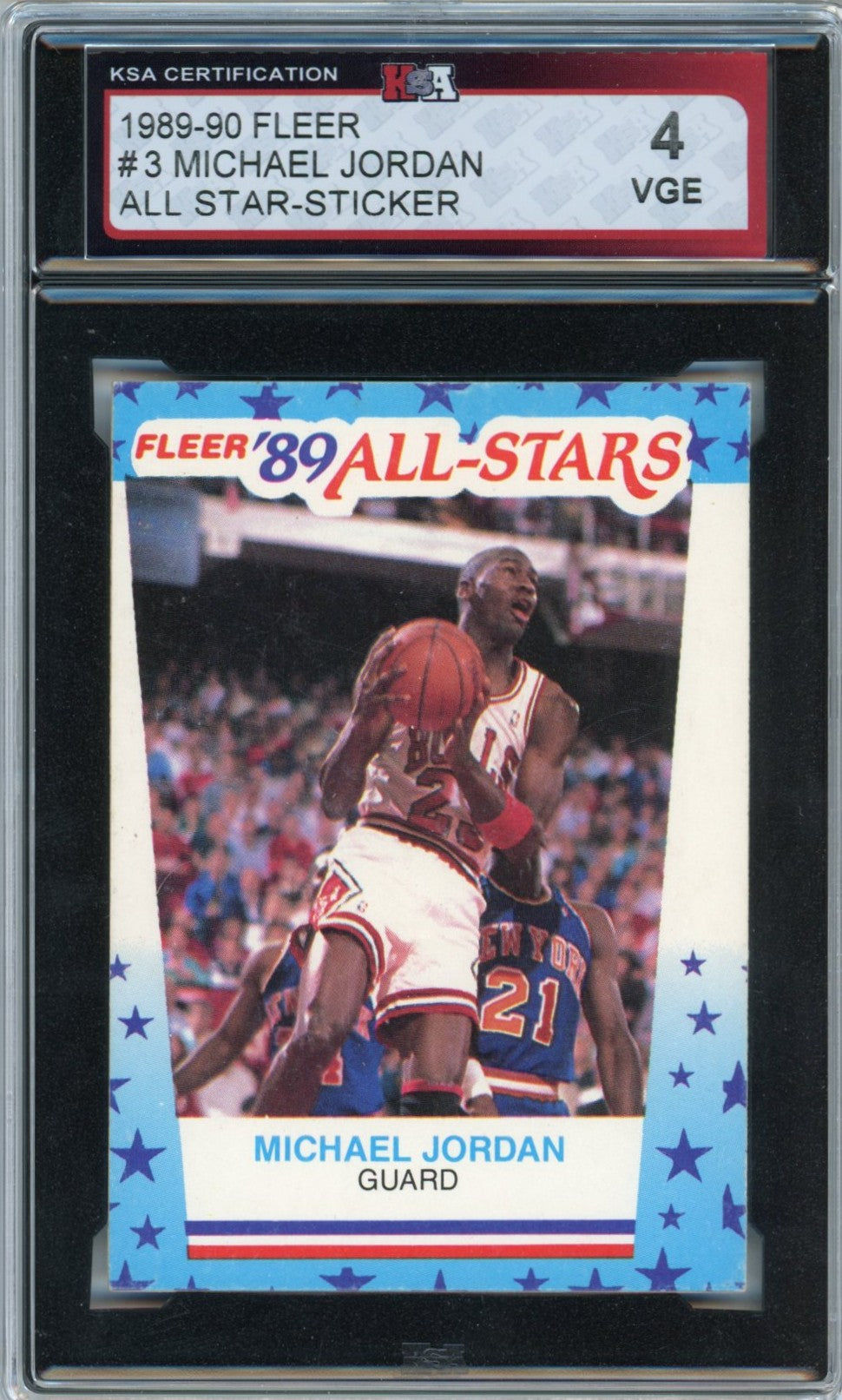 1989/90 Fleer Michael Jordan All-Star Sticker Graded Basketball Card #3 KSA 4