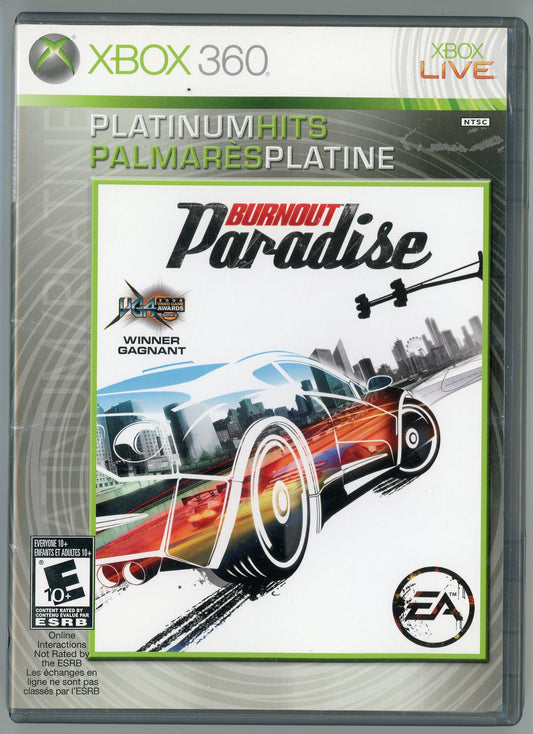 2009 EA Burnout Paradise Platinum Hits Xbox360 Video Game Disc In Box