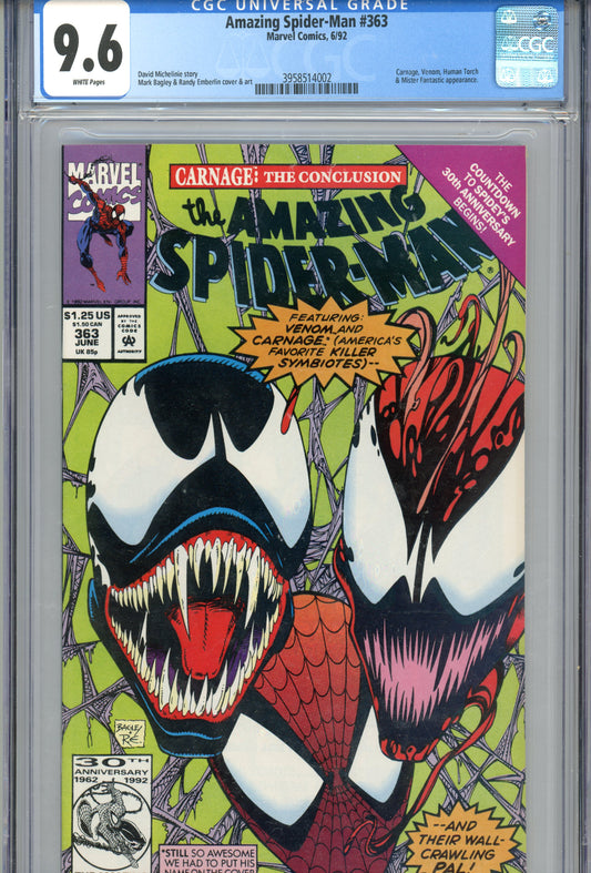 1992 The Amazing Spider-Man #363 Graded Comic Book "Carnage: The Conclusion" CGC 9.6