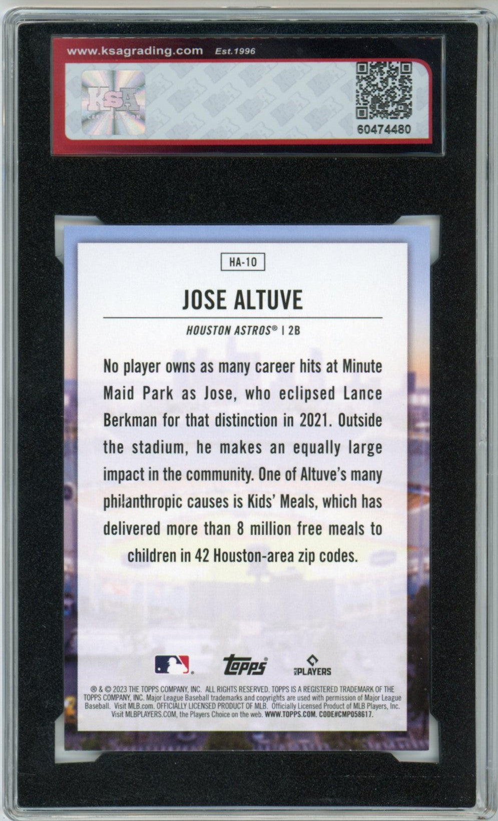 2023 Topps Jose Altuve Home Field Advantage Graded Baseball Card KSA 9