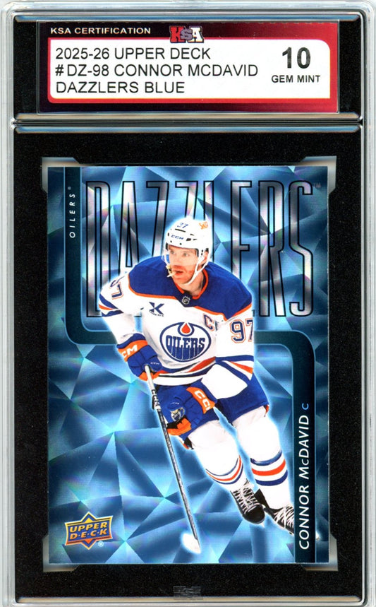 2025/26 Upper Deck Connor McDavid Dazzlers Blue #DZ-98 Graded Card KSA 10