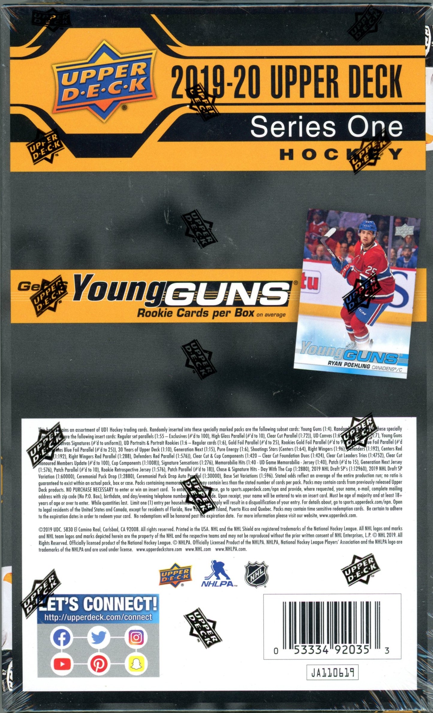 2019/20 Upper Deck NHL Hockey Series One Hobby Box (24 Packs) Sealed
