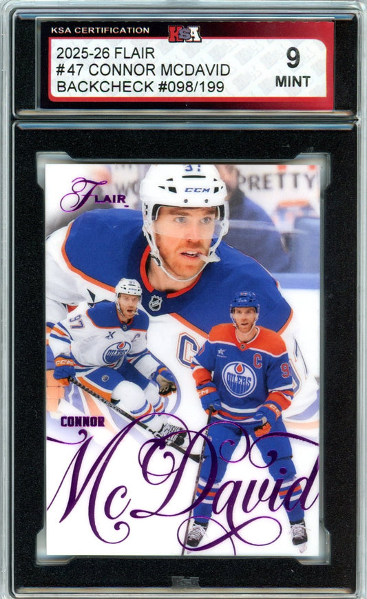 2025/26 Flair Connor McDavid Backcheck 98/199 #47 Graded Card KSA 9