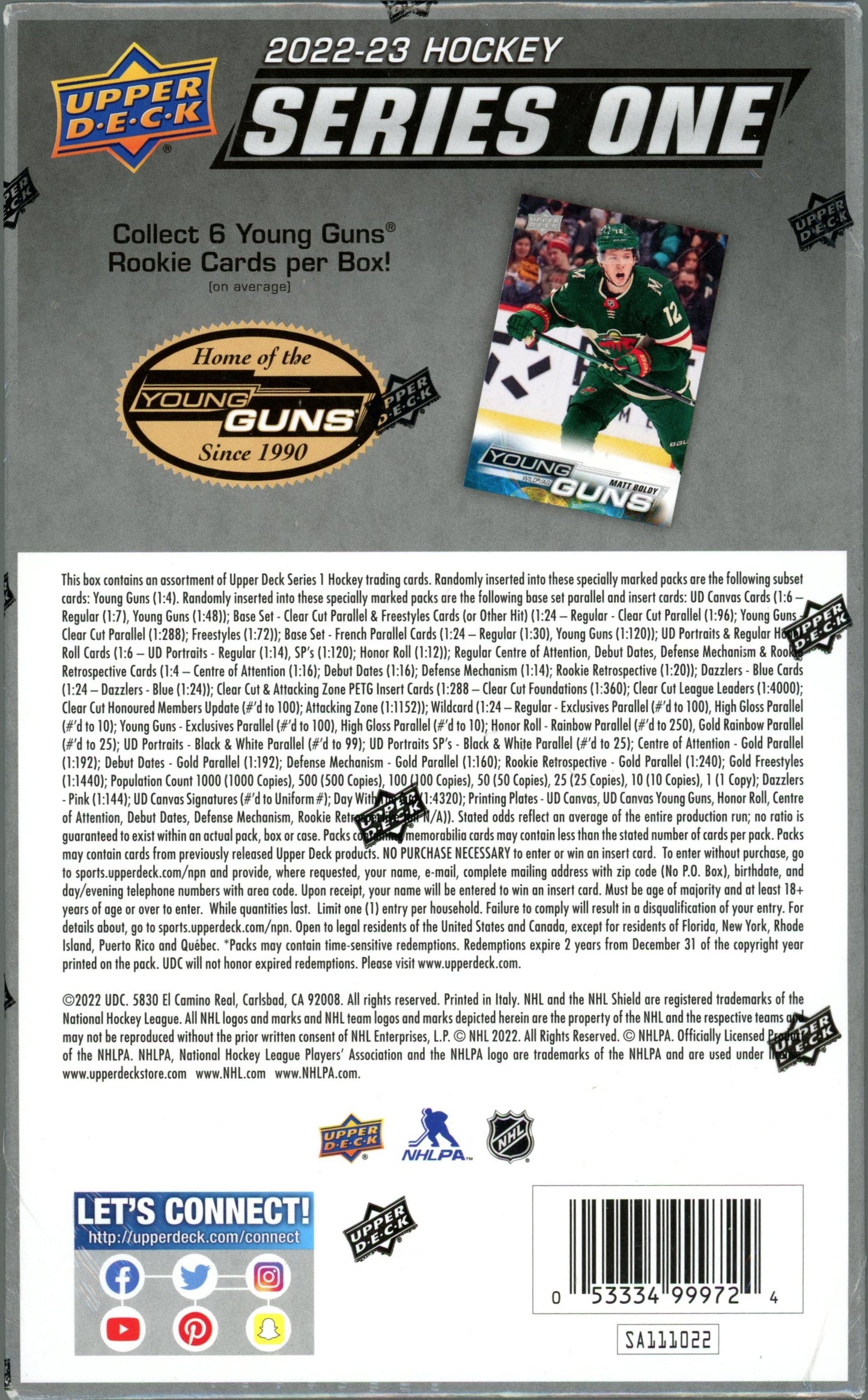 2022/23 Upper Deck NHL Hockey Series One Hobby Box (24 Packs) Sealed
