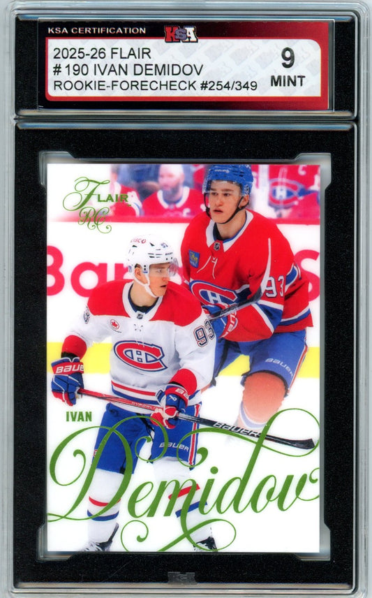 2025/26 Flair Ivan Demidov Forecheck 254/349 #190 Graded Rookie Card KSA 9