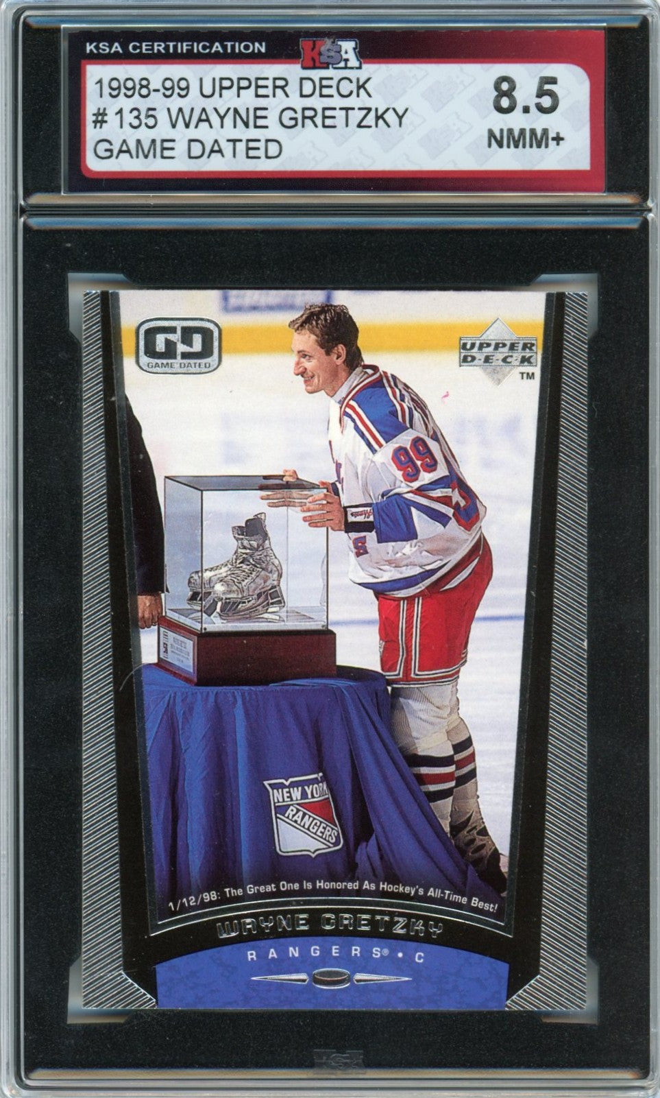 1998/99 Upper Deck Wayne Gretzky Game Dated Graded Hockey Card #135 KSA 8.5