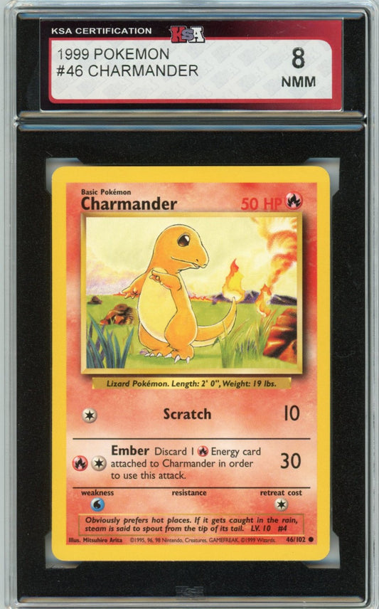 1999 Pokemon Charmander #46 Graded Card KSA 8