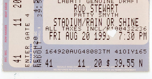 Rod Stewart/Patty Smyth Concert Ticket Stub (1993)