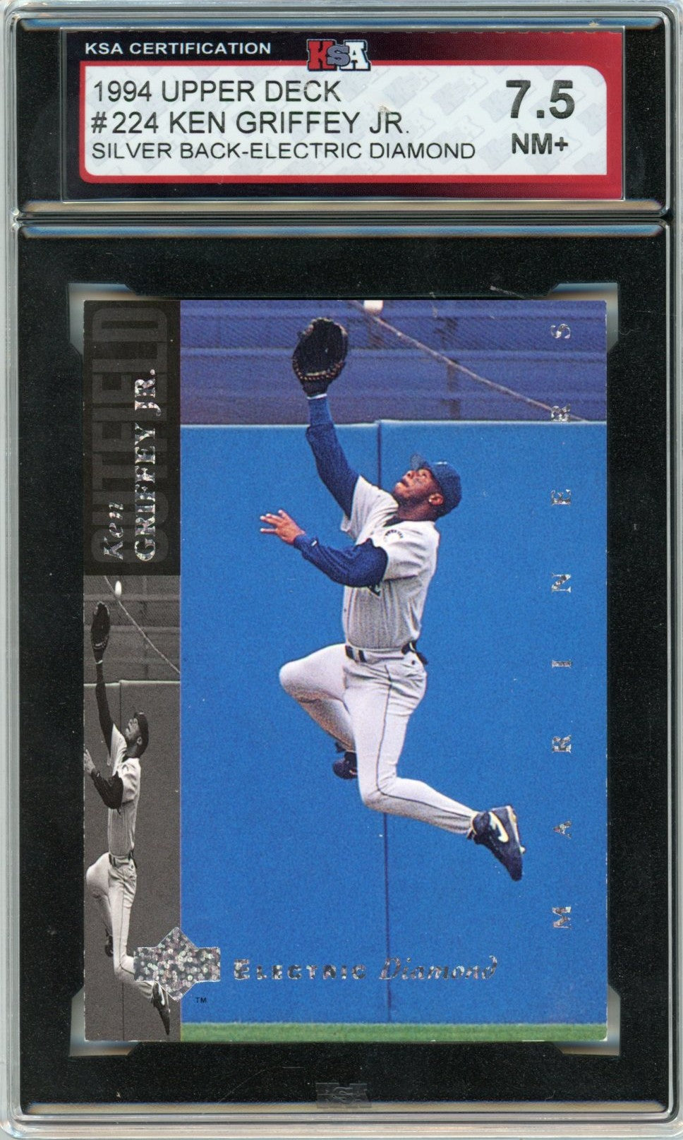 1994 Upper Deck Ken Griffey Jr. Silver Back Electric Diamond Graded Baseball Card #224 KSA 7.5
