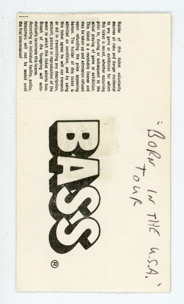Bruce Springsteen Vintage Concert Ticket CNE Grandstand (Toronto, 1984) Born In The USA