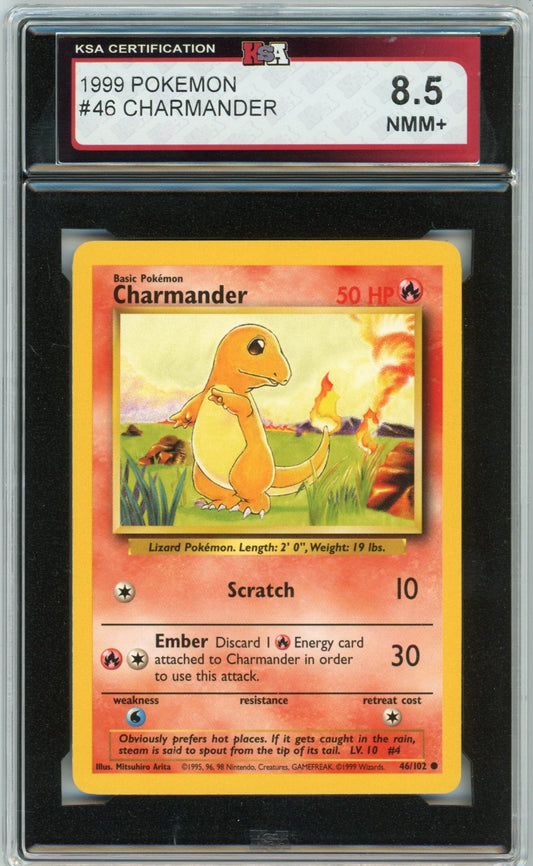 1999 Pokemon Charmander #46 Graded Card KSA 8.5