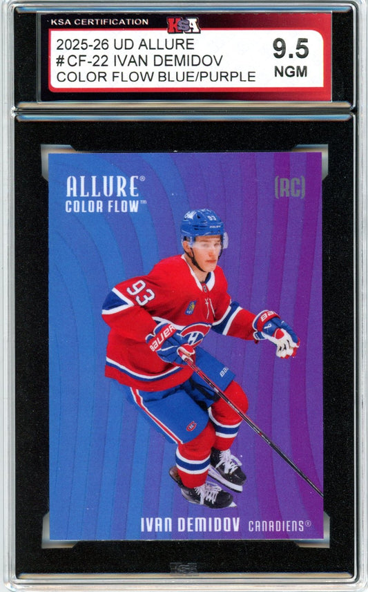 2025/26 Upper Deck Allure Ivan Demidov Color Flow Blue/Purple #CF-22 Graded Hockey Card KSA 9.5