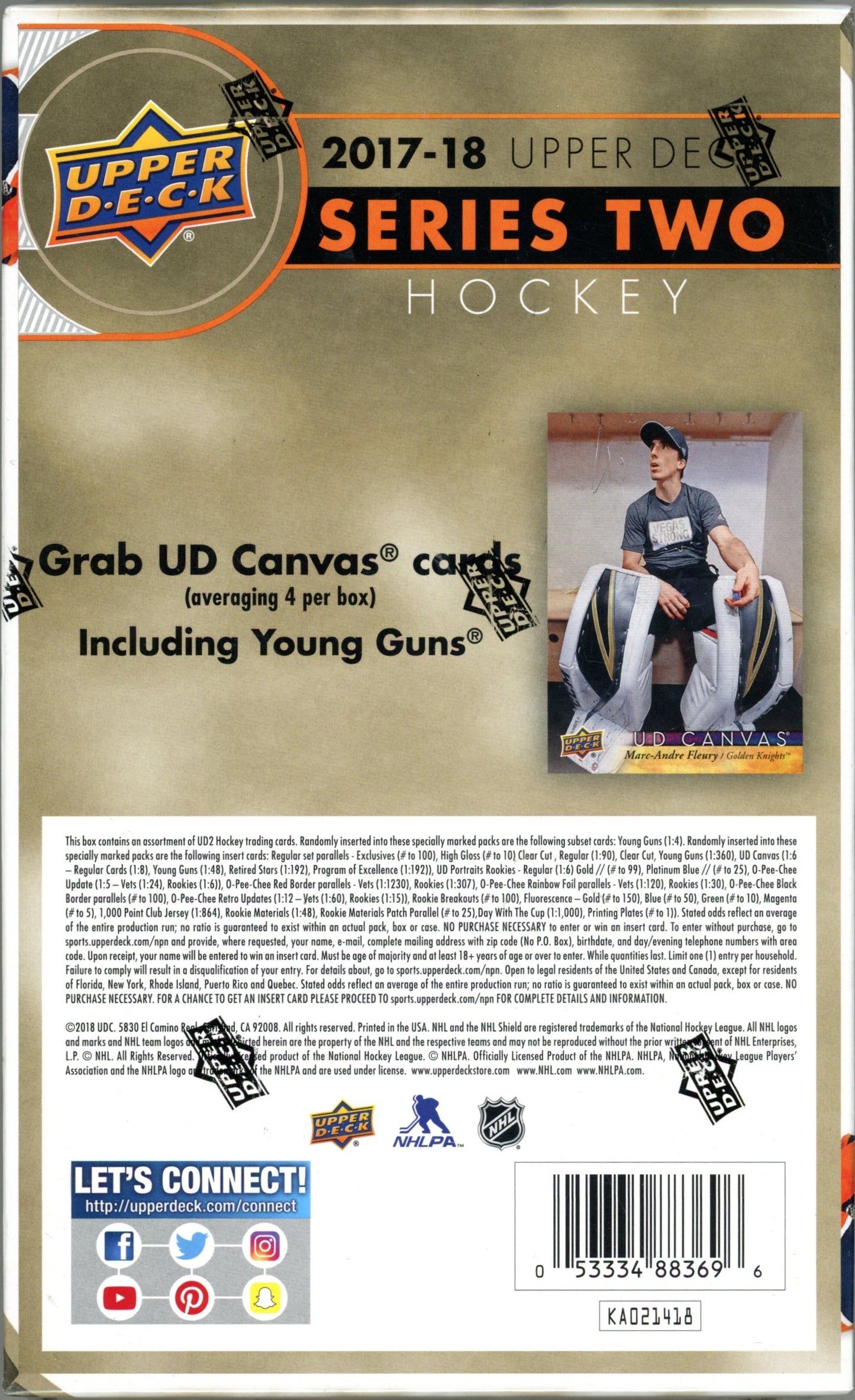 2017/18 Upper Deck NHL Hockey Series Two Hobby Box (24 Packs) Sealed