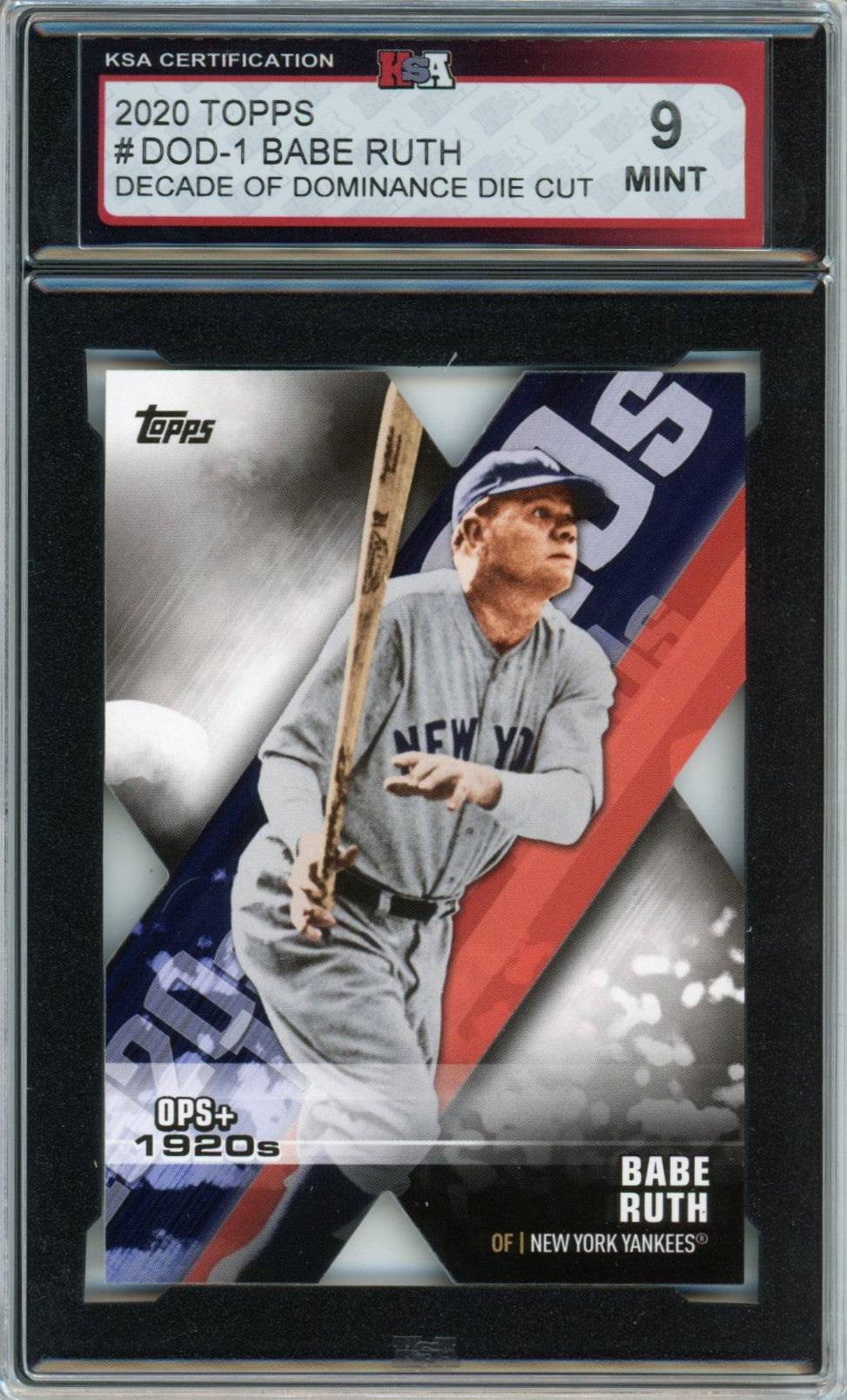2020 Topps Babe Ruth Decade of Dominance Die Cut Graded Baseball Card KSA 9
