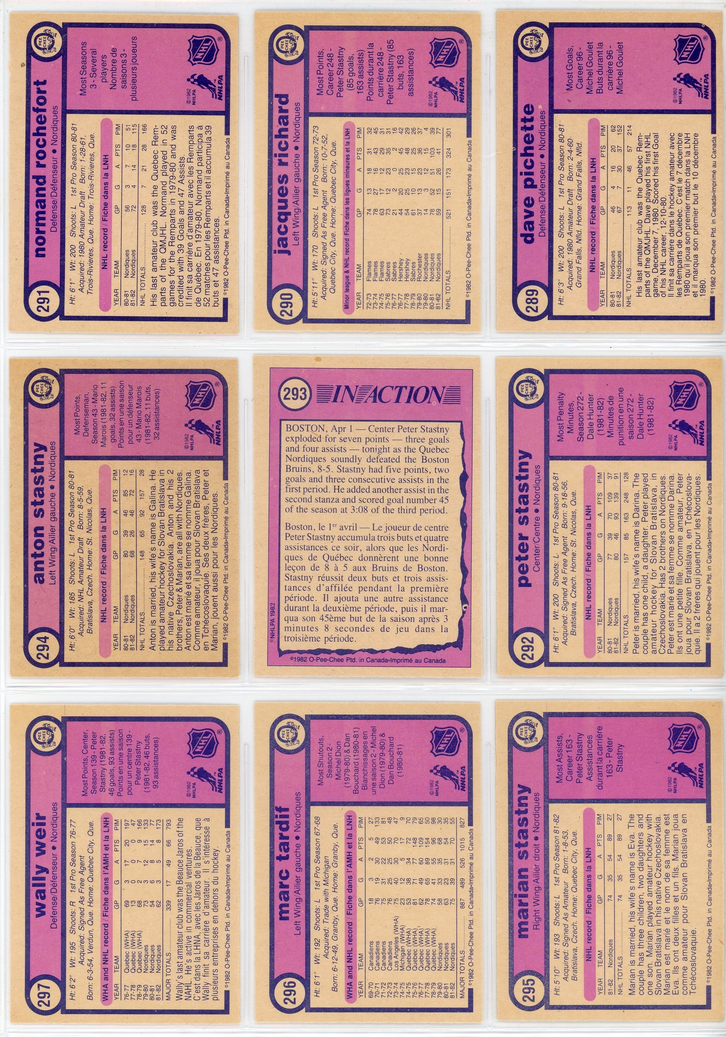 1982/83 OPC O-Pee-Chee Hockey Card Complete Set (396 Cards) Ex Condition