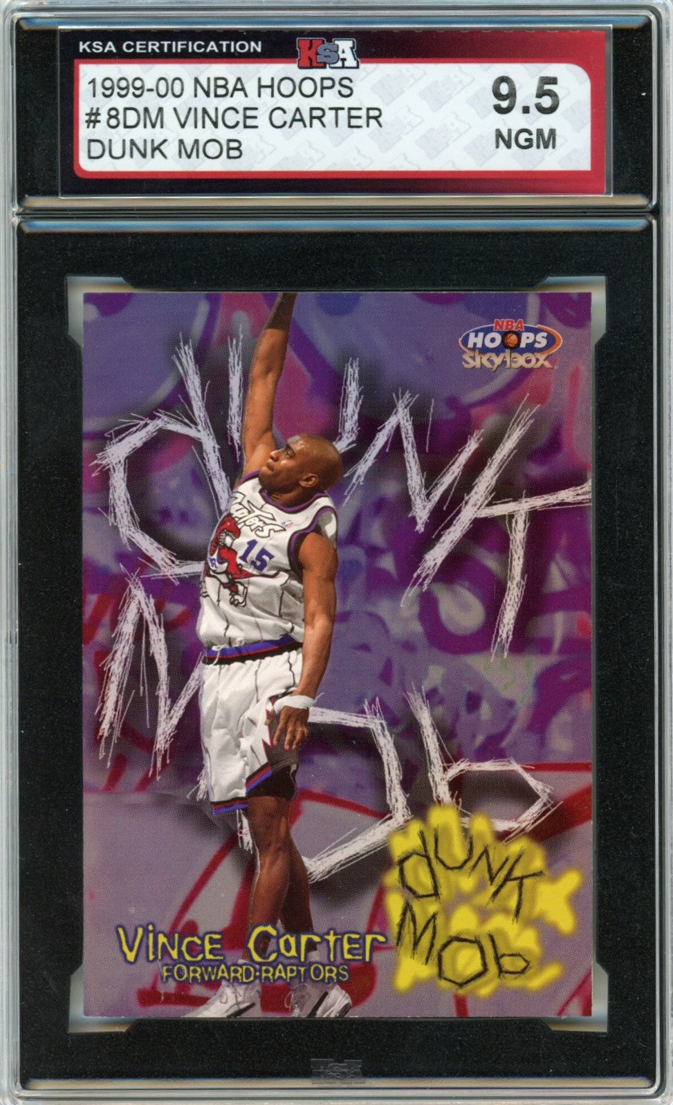 1999/00 Skybox NBA Hoops Vince Carter Dunk Mob Graded Basketball Card #8DM KSA 9.5