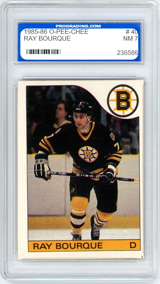 1985/86 OPC O-Pee-Chee Ray Bourque #40 Graded Hockey Card PGS 7