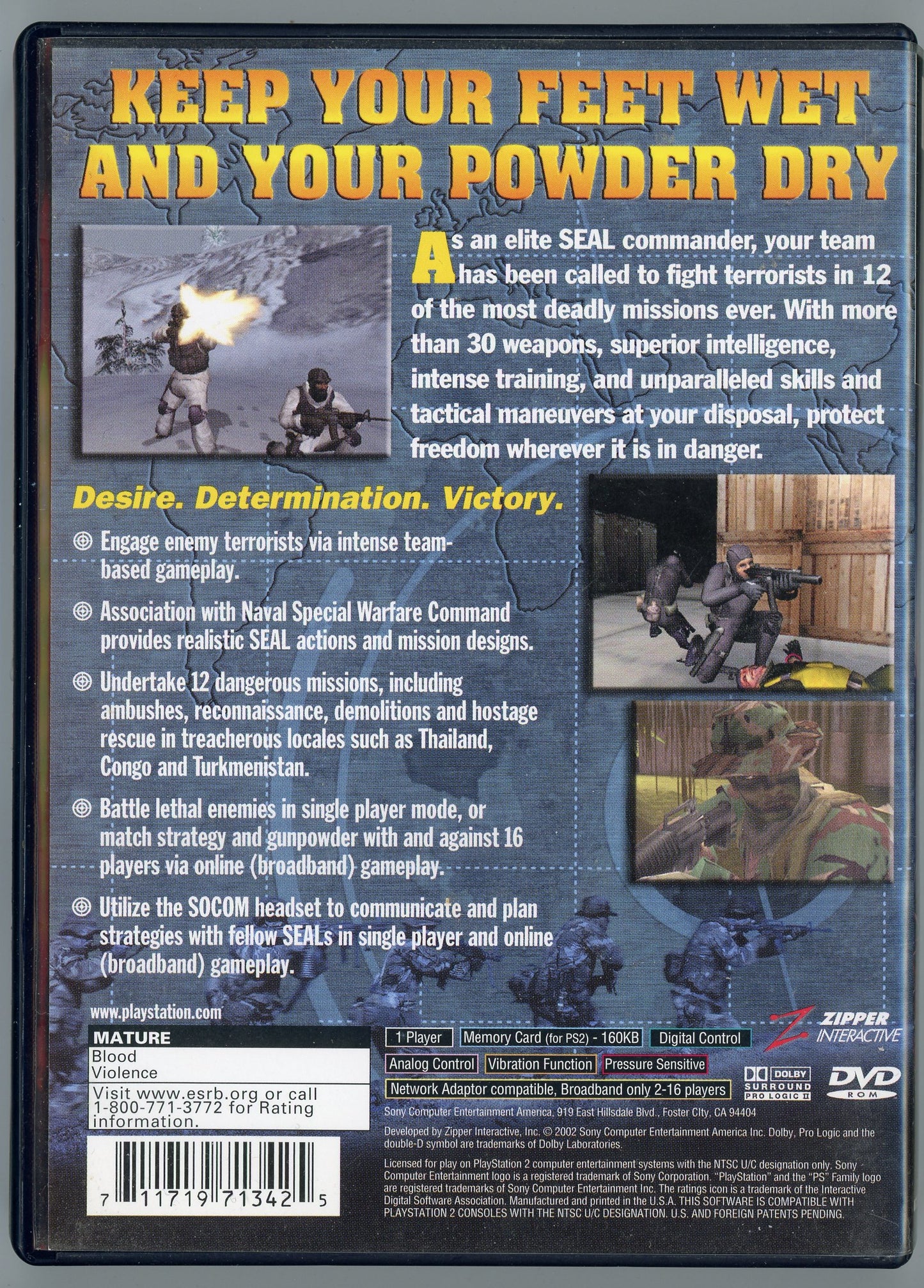 2002 Sony SOCOM: U.S. Navy Seals Playstation 2 Video Game Disc In Box