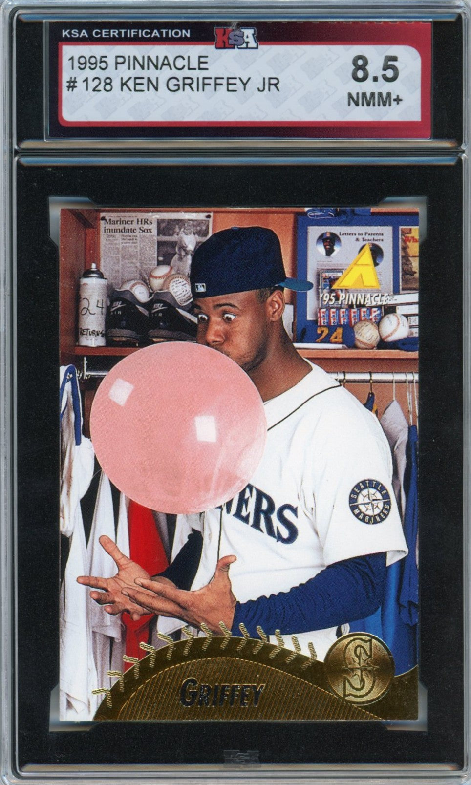 1995 Pinnacle Ken Griffey Jr. Graded Baseball Bubble Gum Card #128 KSA 8.5