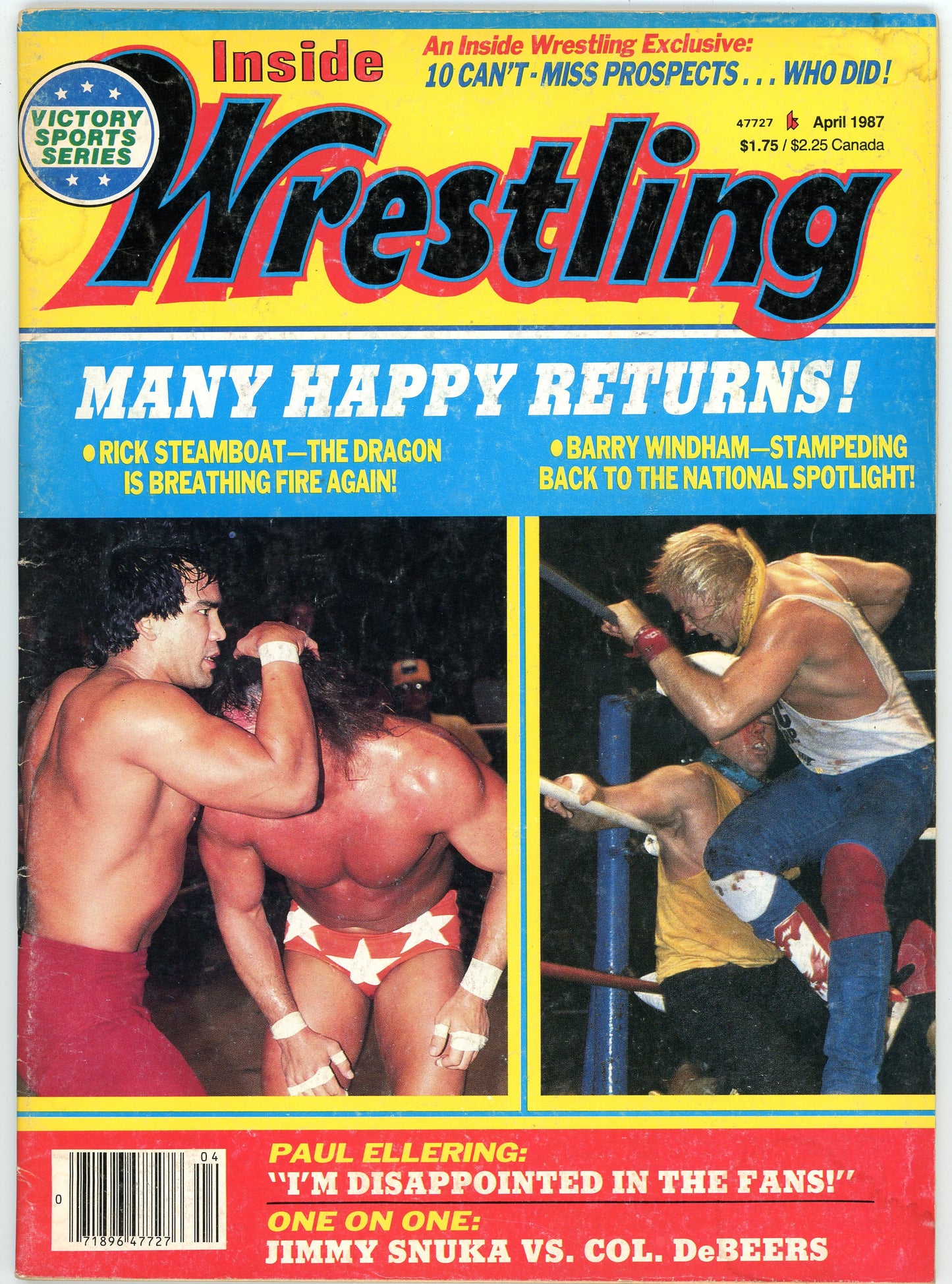 Inside Wrestling Vintage Magazine (April, 1987) Rick Steamboat, Barry Windham