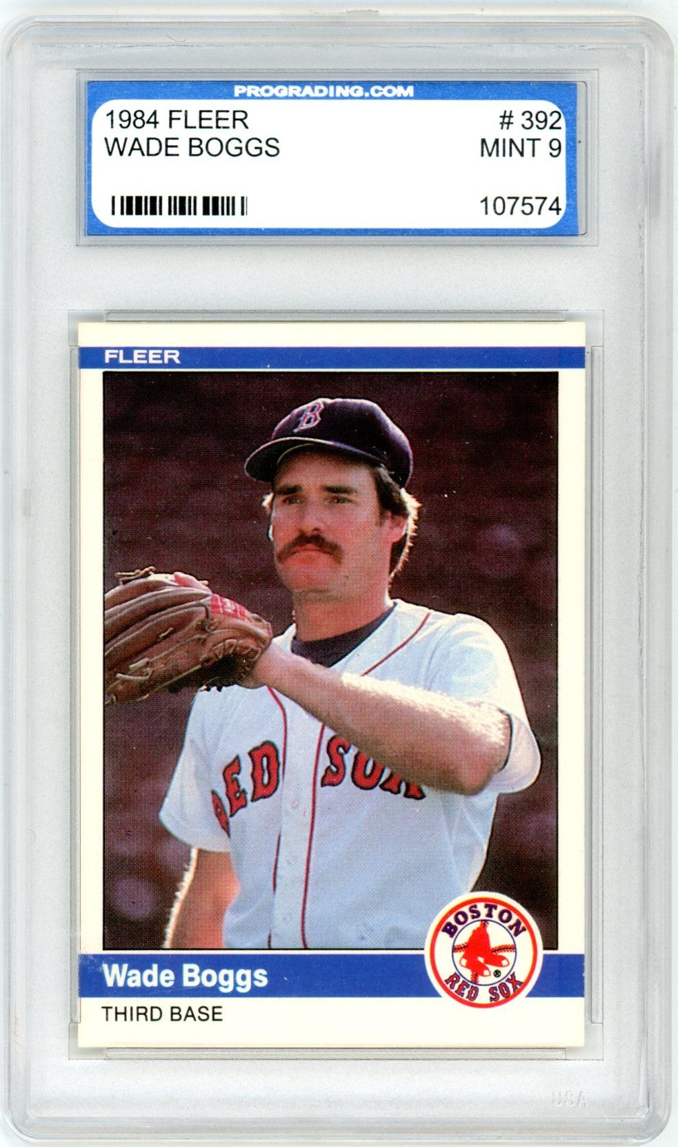 1984 Fleer Wade Boggs #392 Graded Baseball Card PGS 9 Second Year