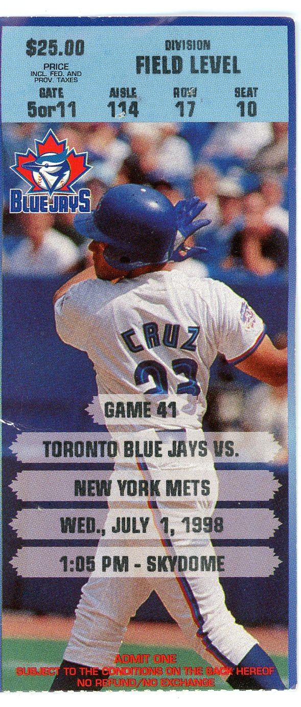 Toronto Blue Jays vs. New York Mets Skydome (Toronto, 1998)