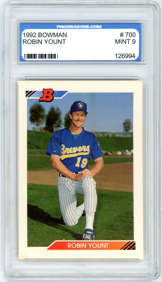 1992 Bowman Robin Yount #700 Graded Baseball Card PGS 9