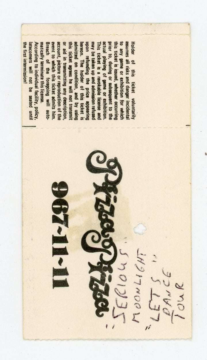 David Bowie Vintage Concert Ticket CNE Stadium (Toronto, 1983)