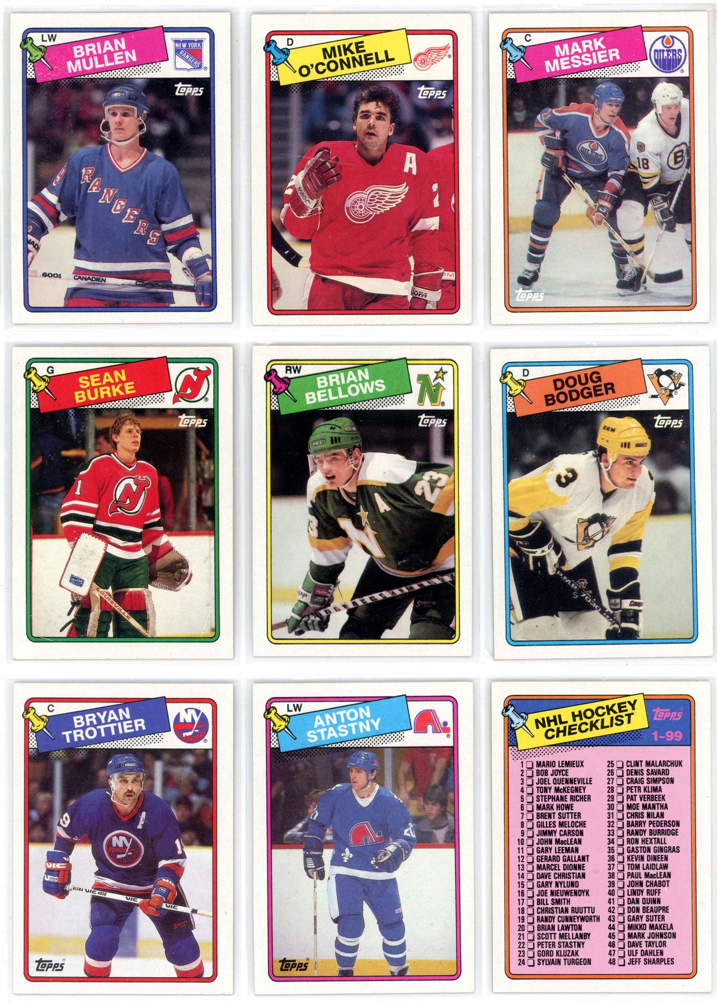 1988/89 Topps NHL Hockey Complete Set (198 Cards) Brett Hull Rookie
