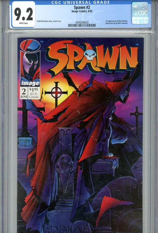 1992 Spawn #2 Graded Comic Book The Violator 1st Appearance CGC 9.2