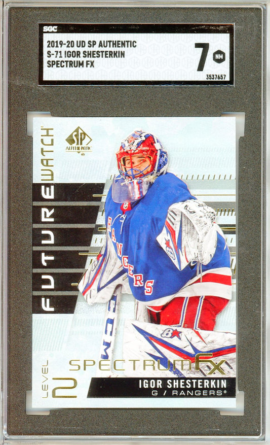 2019-20 SP Authentic Igor Shesterkin Spectrum FX Graded Hockey Card SGC 7