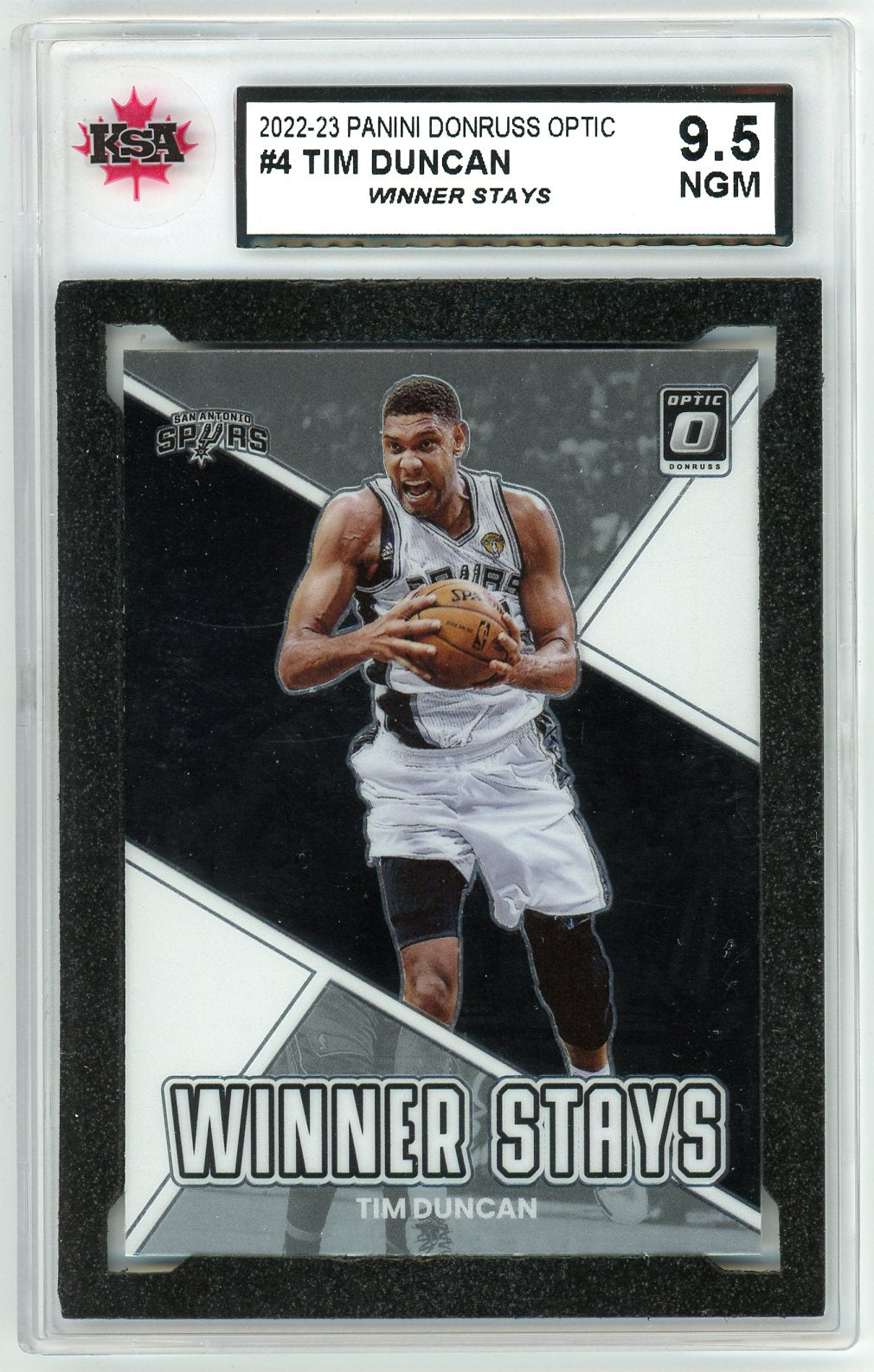 2022/23 Panini Donruss Optic Tim Duncan Graded Card #4 KSA 9.5