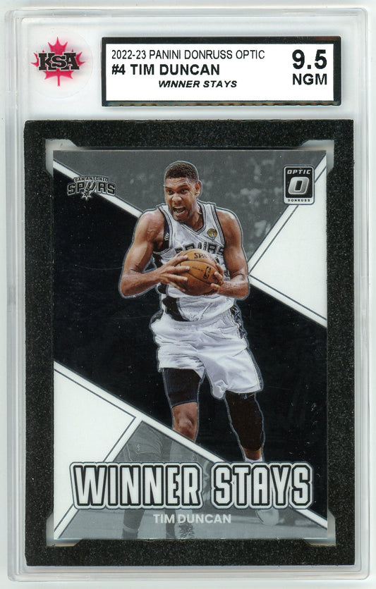 2022/23 Panini Donruss Optic Tim Duncan Graded Card #4 KSA 9.5