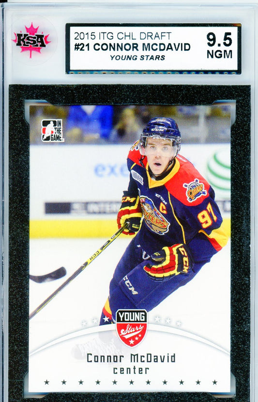 2015 In The Game CHL Draft Connor McDavid #21 Graded Rookie Card KSA 9.5