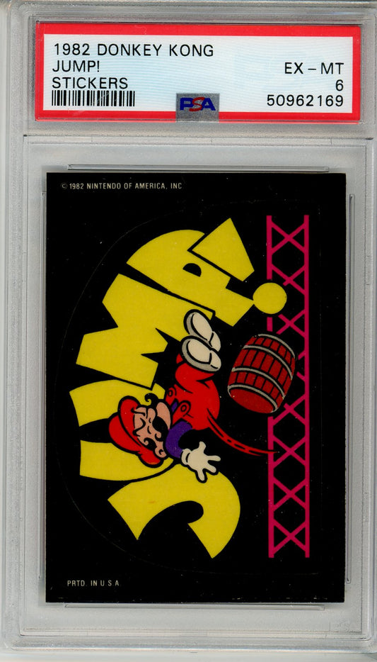 1982 Donkey Kong Jump! Sticker Card PSA 6