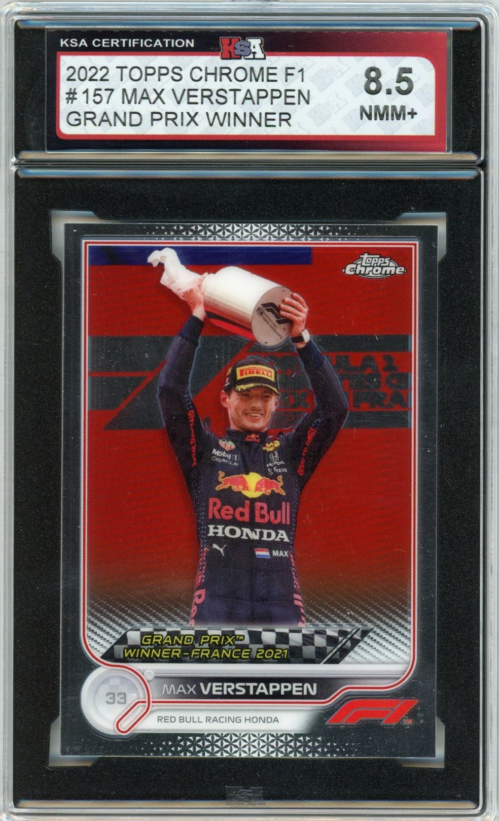 2022 Topps Chrome F1 Formula 1 Max Verstappen Grand Prix Winner Graded Card #157 KSA 8.5