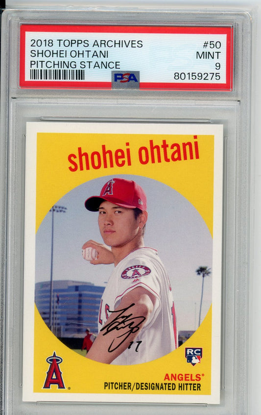 2018 Topps Archives Shohei Ohtani Pitching Stance Card PSA 9