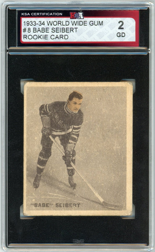 1933/34 World Wide Gum Albert "Babe" Seibert Graded Rookie Card #8 KSA 2