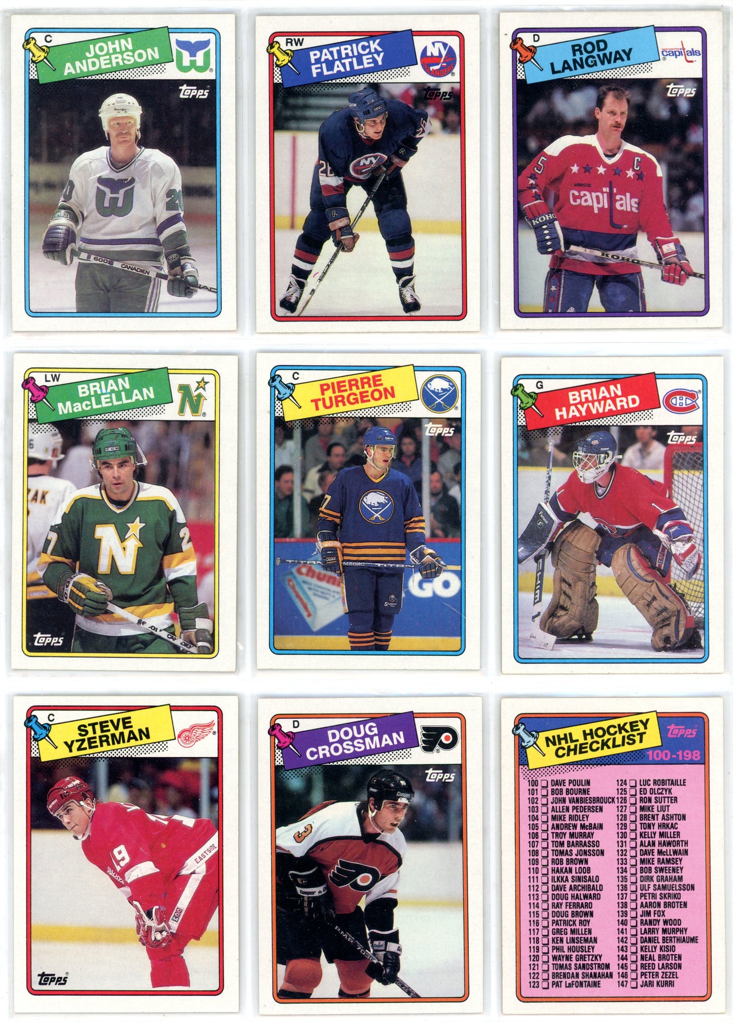 1988/89 Topps NHL Hockey Complete Set (198 Cards) Brett Hull Rookie
