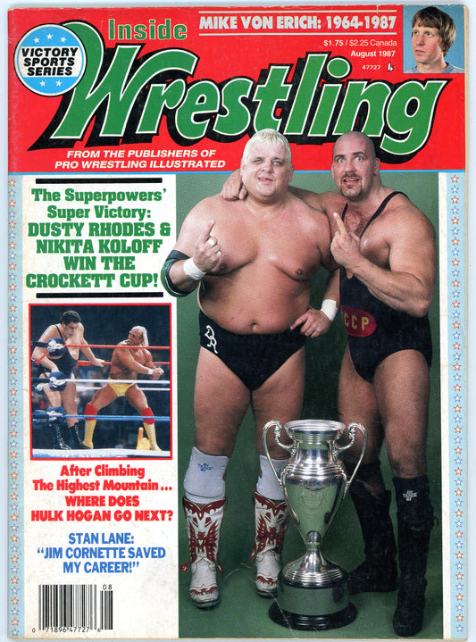 Inside Wrestling Vintage Magazine (August, 1987) Dusty Rhodes, Nikita Koloff