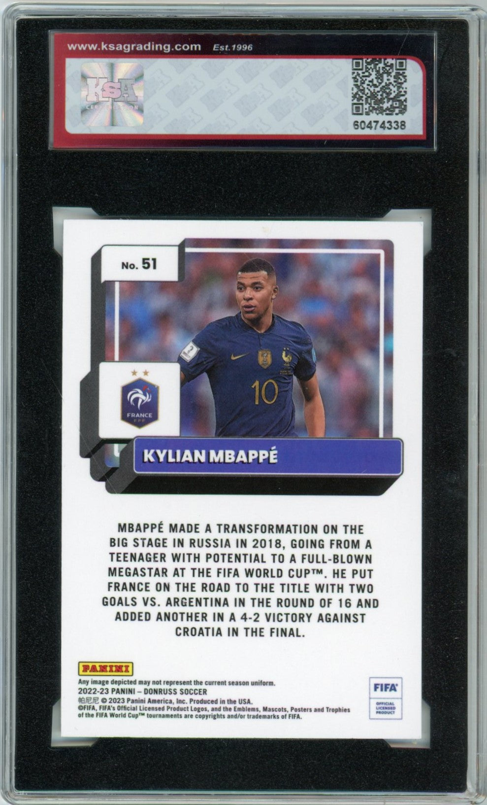 2022/23 Panini Donruss Kylian Mbappé Optic Graded Soccer Card KSA 9