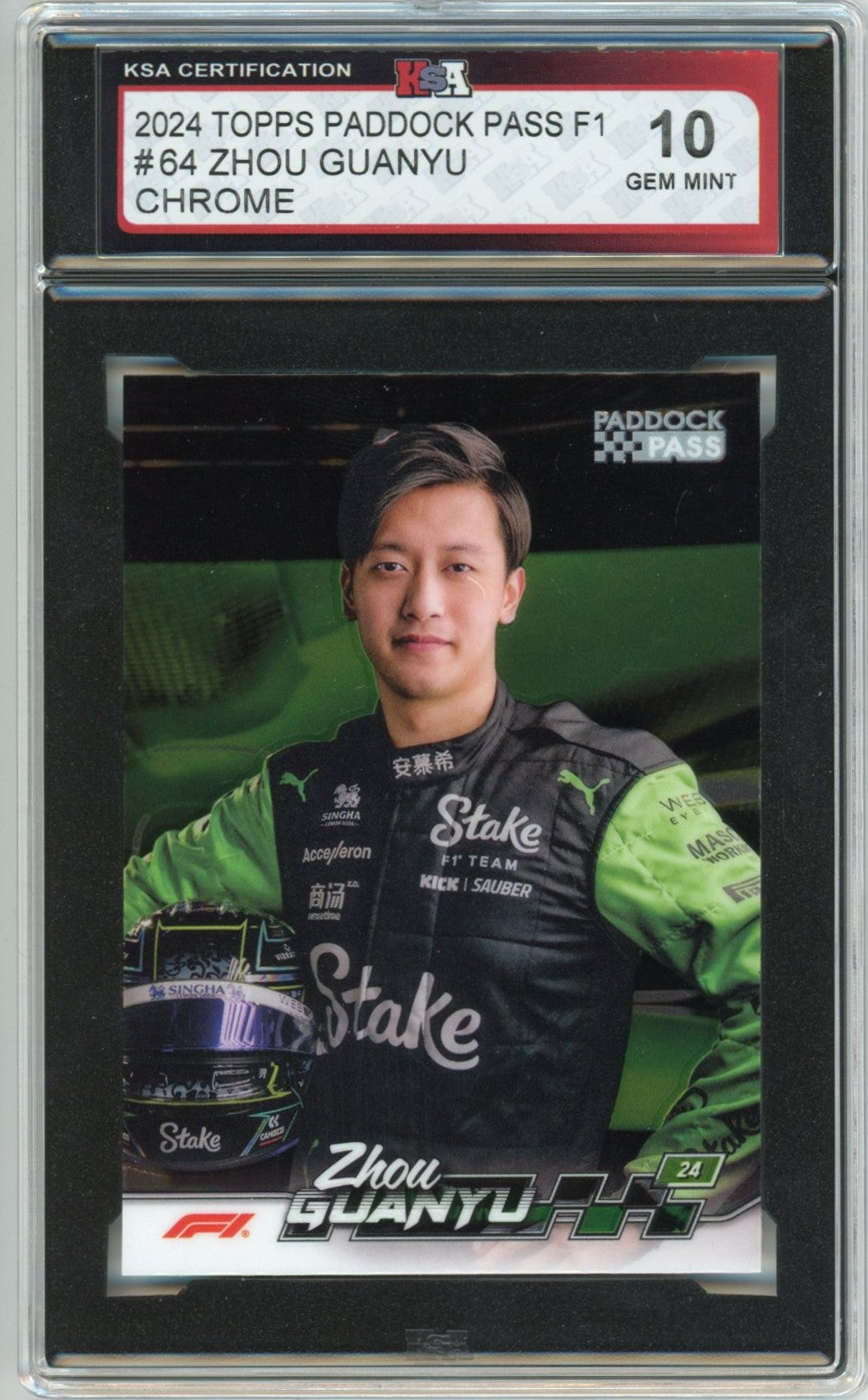 2024 Topps Paddock Pass F1 Formula 1 Zhou Guanyu Chrome Graded Card #64 KSA 10