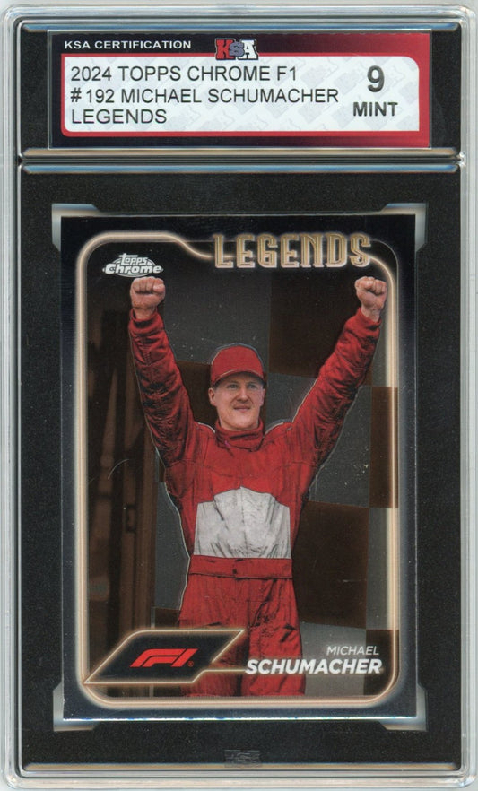 2024 Topps Chrome F1 Formula 1 Michael Schumacher Legends Graded Card #192 KSA 9