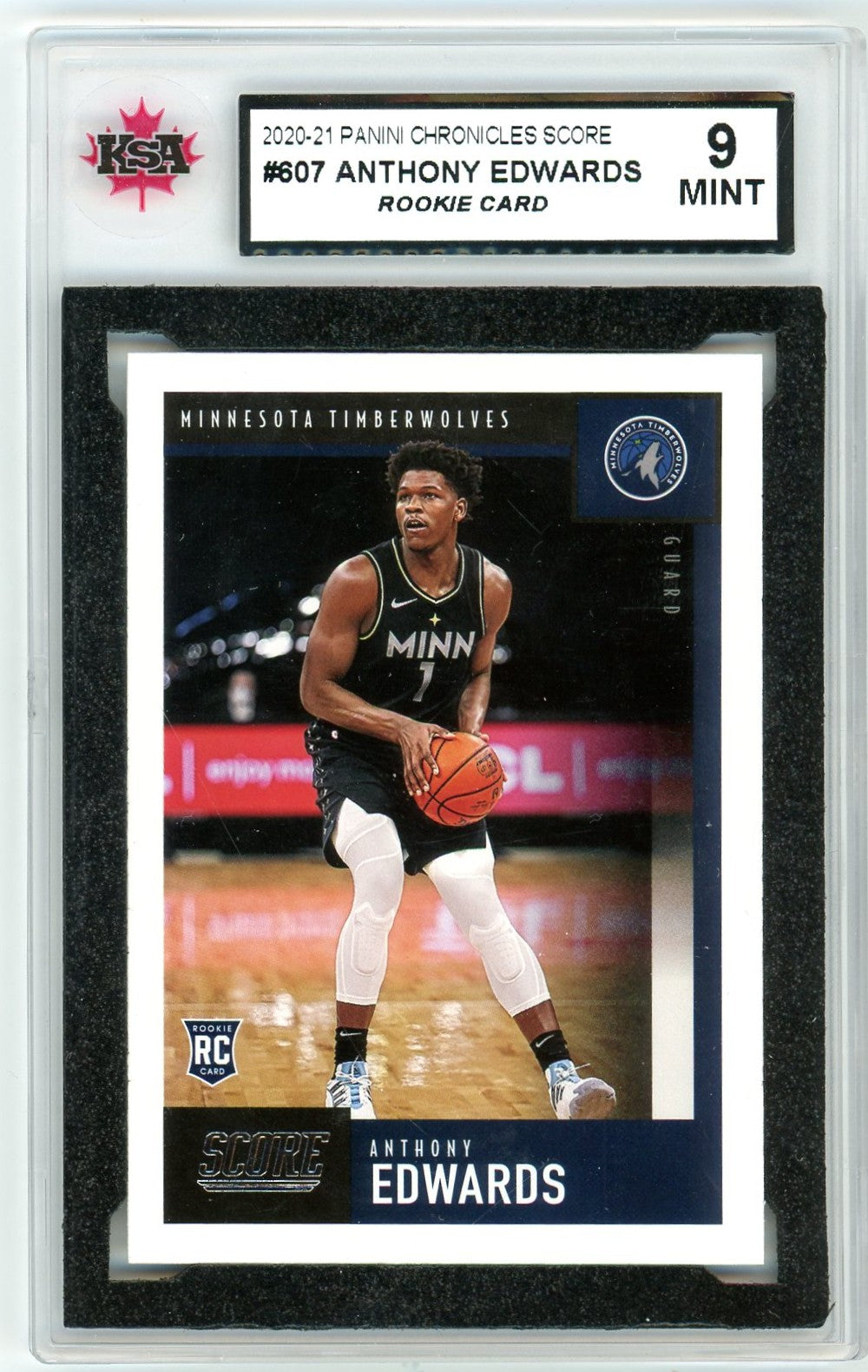 2020/21 Panini Chronicles Score Anthony Edwards Graded Rookie Card #607 KSA 9