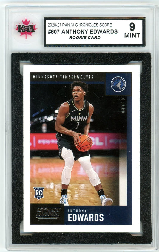 2020/21 Panini Chronicles Score Anthony Edwards Graded Rookie Card #607 KSA 9