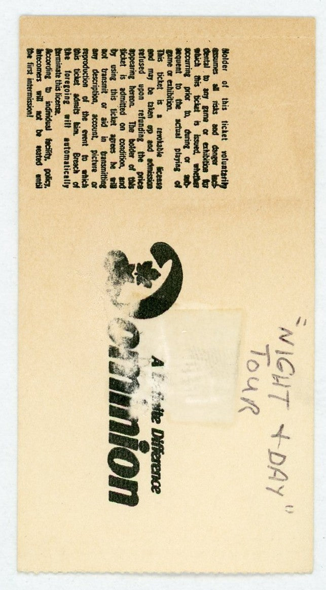 Evening with Joe Jackson Vintage Concert Ticket Massey Hall (Toronto, 1982)