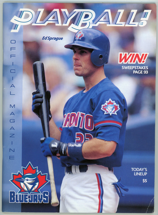 1998 Playball! Official Blue Jays Magazine Issue 2 Ed Sprague Cover